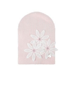 Розовая шапка с аппликацией "цветы" Il Trenino