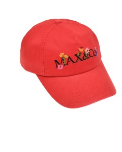 Бейсболка с логотипом и вышитыми цветами, красная Max&Co