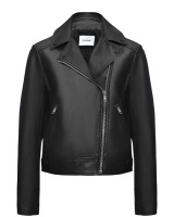 Куртка из натуральной кожи "косуха", черная Yves Salomon