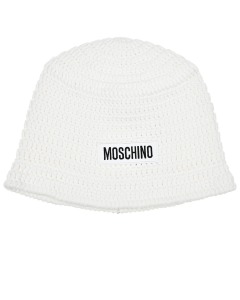 Вязаная шляпа с лого, белая Moschino