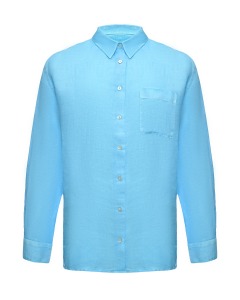 Льняная рубашка с длинными рукавами, бирюзовая 120% Lino